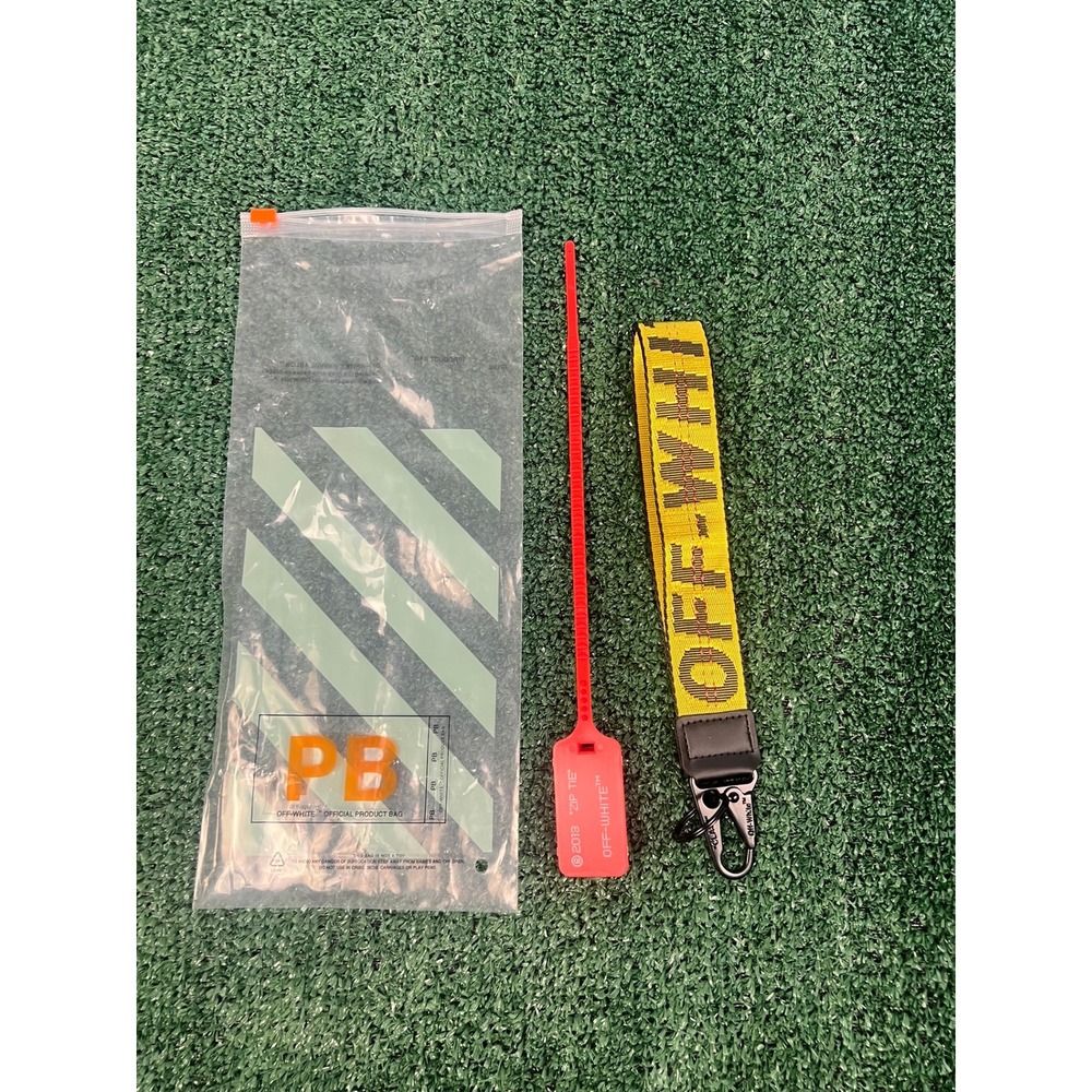 Off- White Industrial Lanyard Wristlet Yellow Keychain NWT